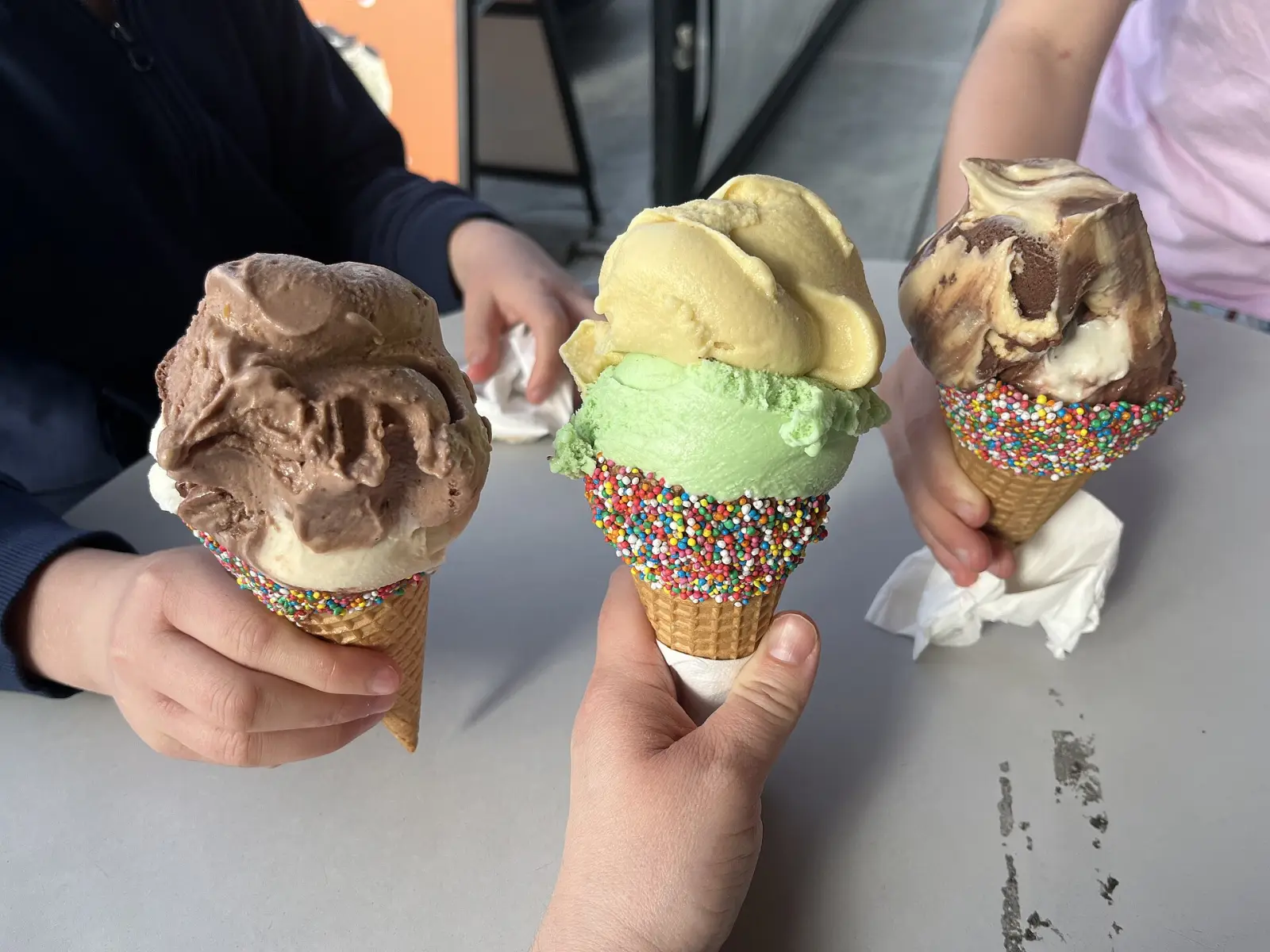 Ice cream in cones. The photo was not taken at an Alpharetta shop.