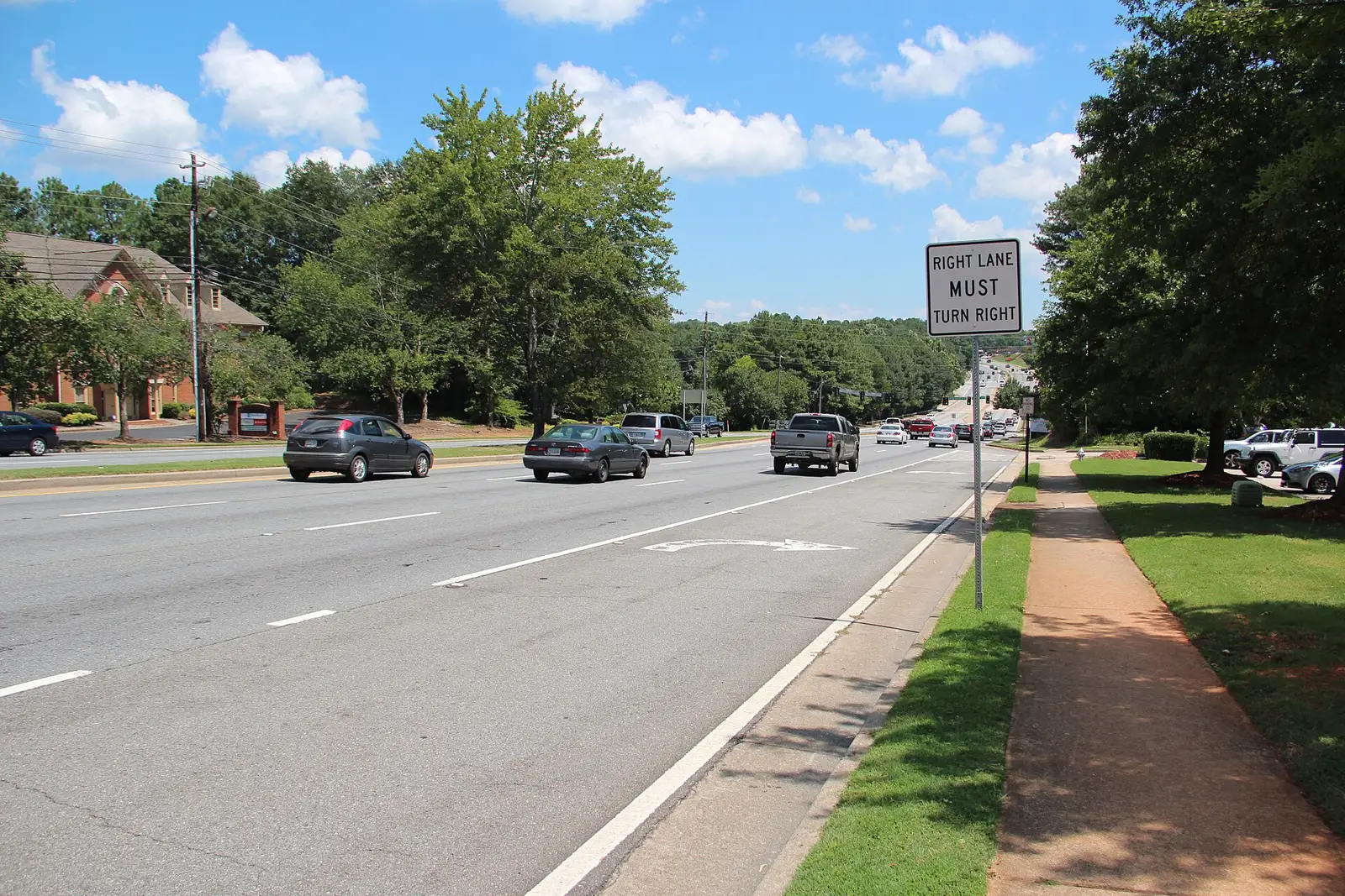 Holcomb Bridge Road in Roswell, the road the school is named for and sits on
