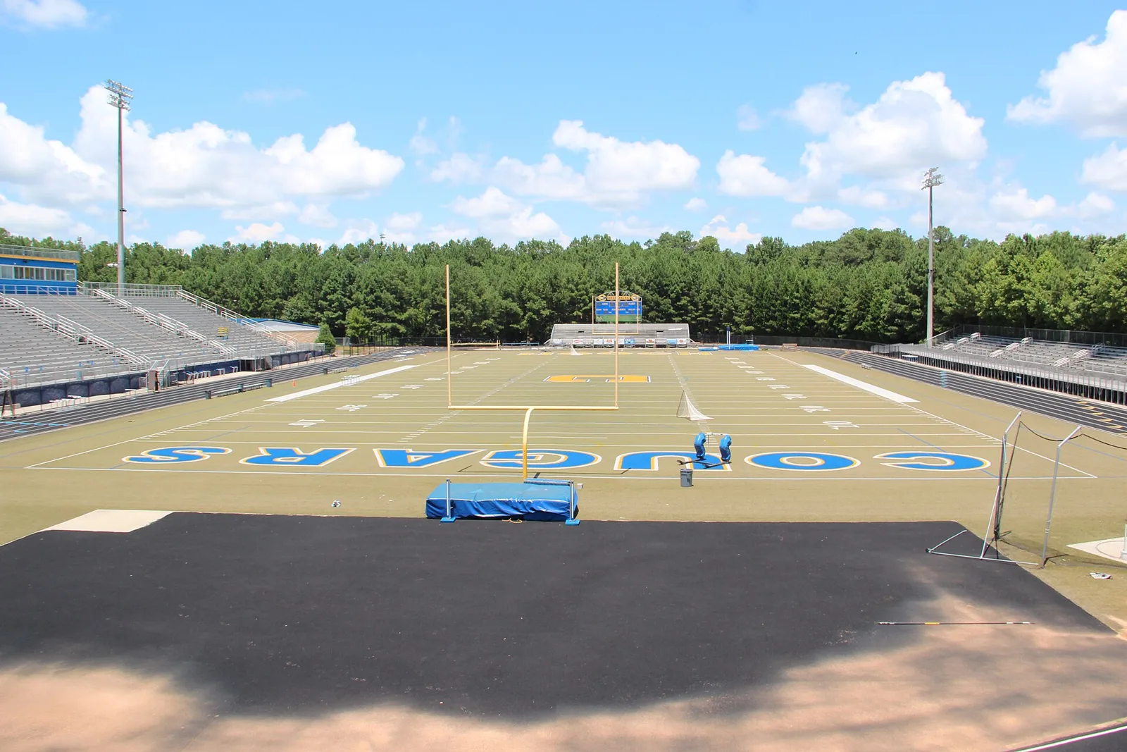 The football stadium at Chattahoochee High School, the high school Taylor Road Middle feeds, farther along Taylor Road.