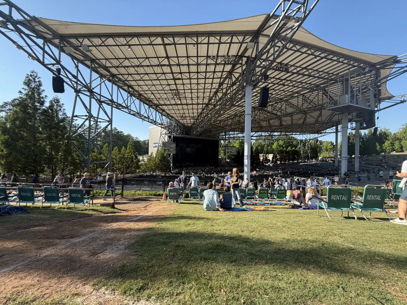 The lawn and covered stage at Ameris Bank Amphitheatre in Alpharetta